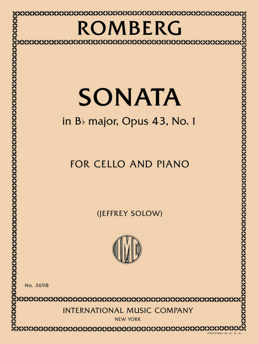 Sonata in B Flat Major, Op. 43, No. 1 - Romberg - Cello/Piano - Book