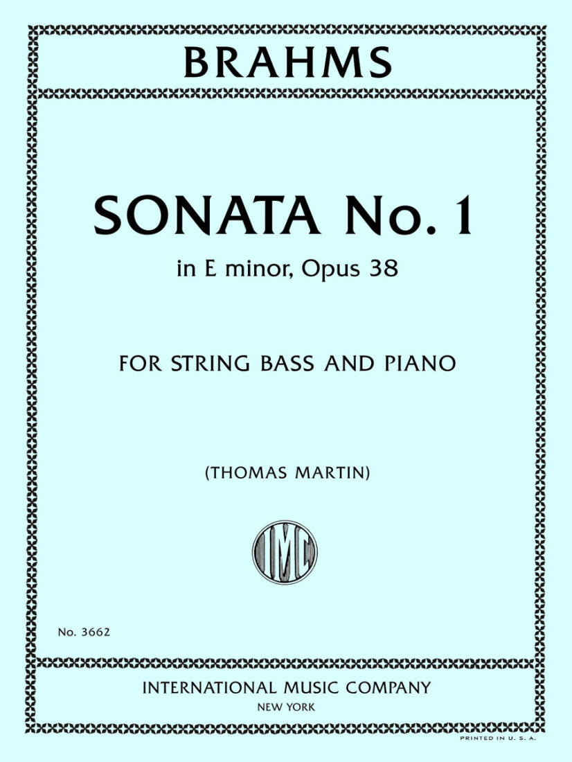 Sonata No. 1 in E Minor, Op. 38 - Brahms - String Bass/Piano - Book