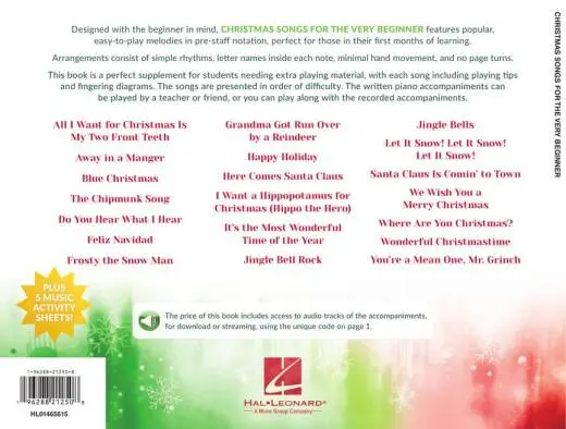Christmas Songs for the Very Beginner - McCorriston - Piano - Book/Audio Online