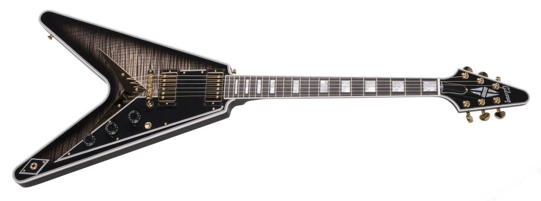 Flying V Custom Figured Electric Guitar with Hardshell Case - Cobra Burst