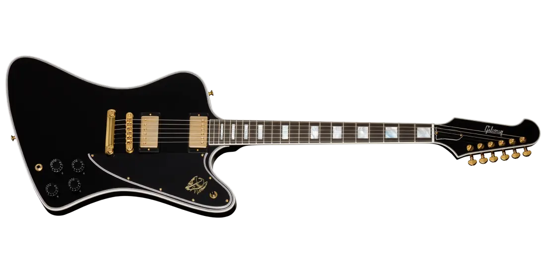 Firebird Custom with Bound Head Veneer Electric Guitar with Hardshell Case - Ebony