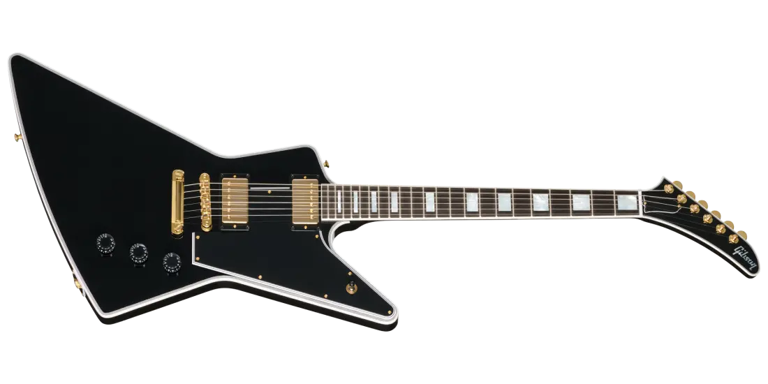 Explorer Custom with Bound Head Veneer Electric Guitar with Hardshell Case - Ebony