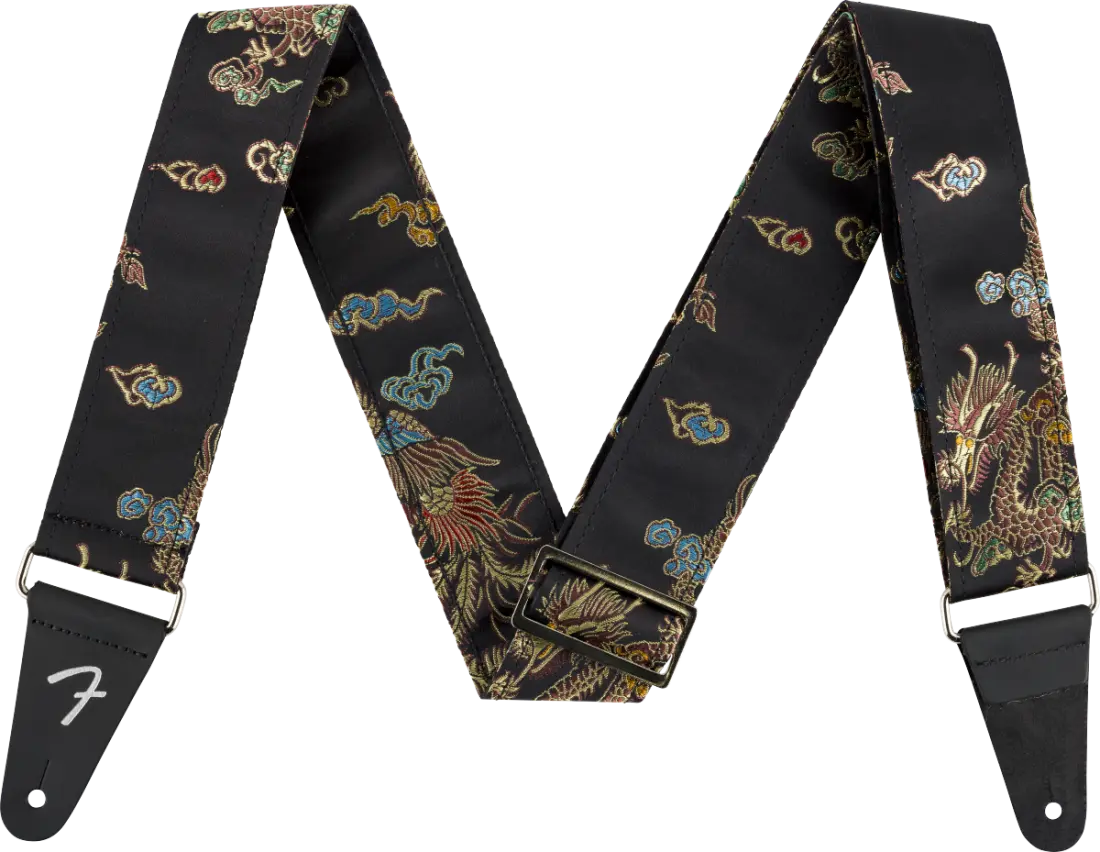 Satin Dragon Guitar Strap - Black