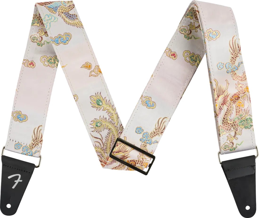 Satin Dragon Guitar Strap - Ivory