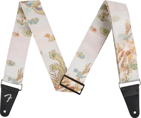 Satin Dragon Guitar Strap - Ivory