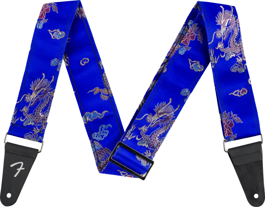 Satin Dragon Guitar Strap - Royal Blue