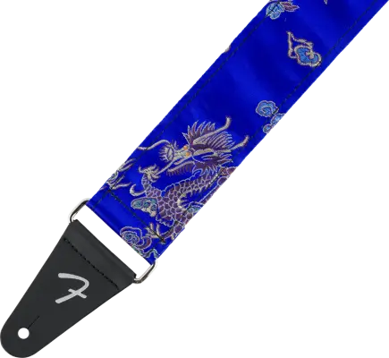 Satin Dragon Guitar Strap - Royal Blue