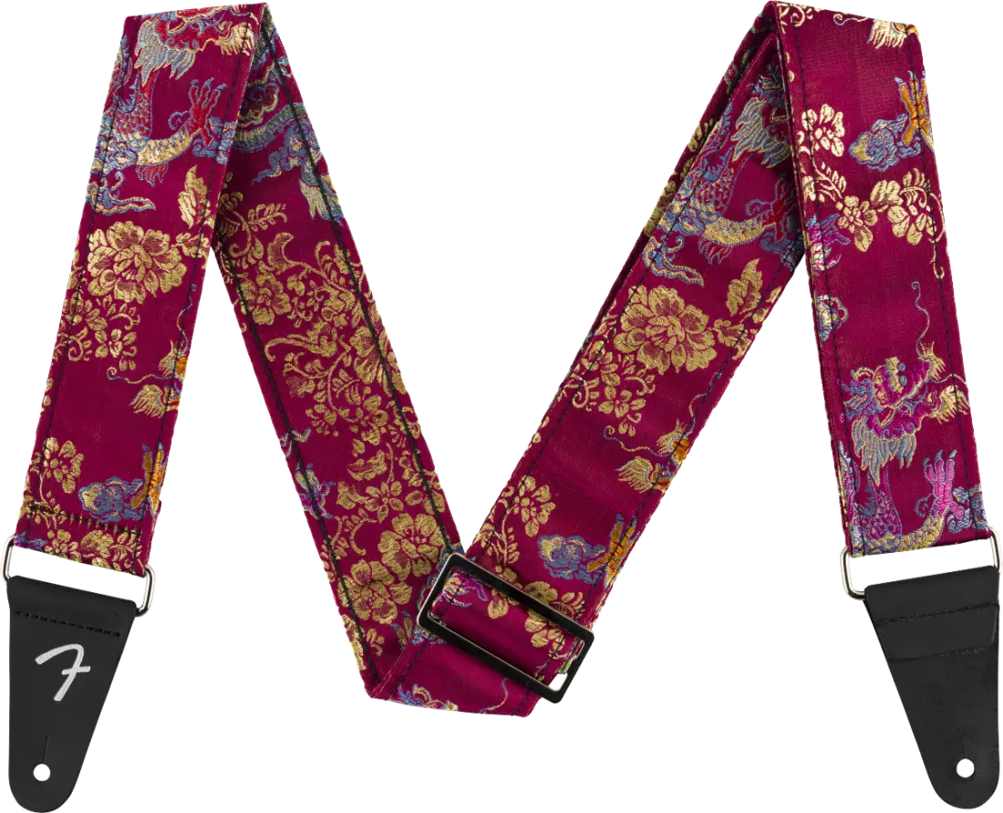 Satin Dragon Guitar Strap - Wine