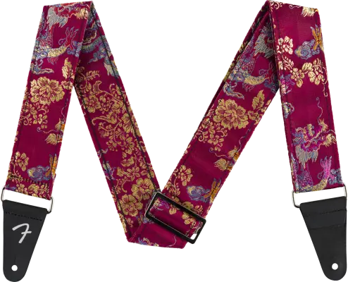 Satin Dragon Guitar Strap - Wine