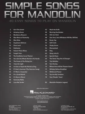 Simple Songs for Mandolin - TAB - Book