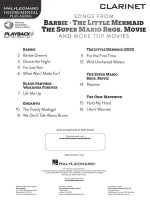 Songs from Barbie, The Little Mermaid, The Super Mario Bros. Movie - Clarinet - Book/Audio Online