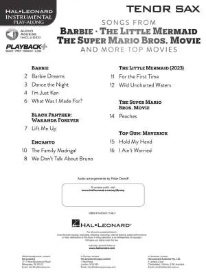 Songs from Barbie, The Little Mermaid, The Super Mario Bros. Movie - Tenor Saxophone - Book/Audio Online