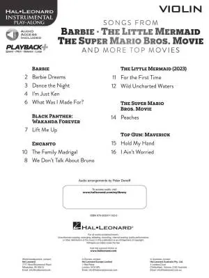 Songs from Barbie, The Little Mermaid, The Super Mario Bros. Movie - Violin - Book/Audio Online