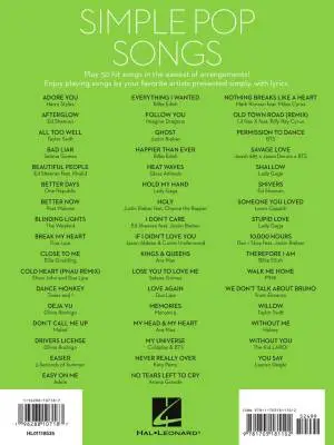 Simple Pop Songs - Easy Piano - Book