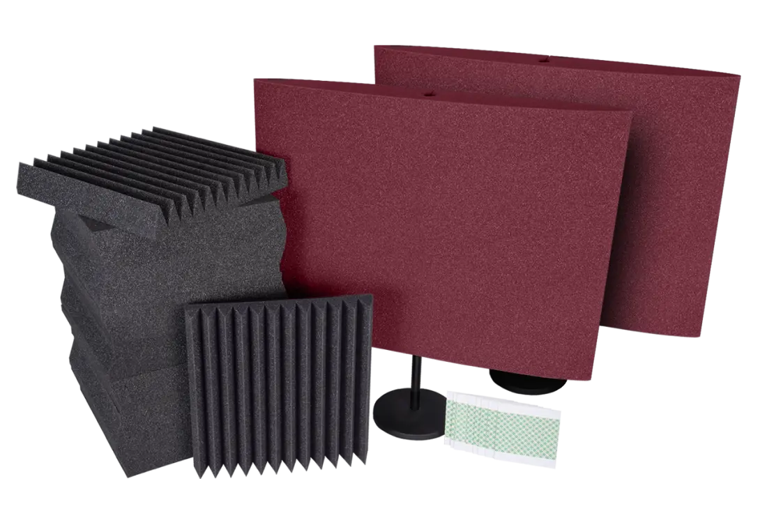 Podcast Starter Kit Plus with (2) DeskMAX Home Office Panels - Burgundy