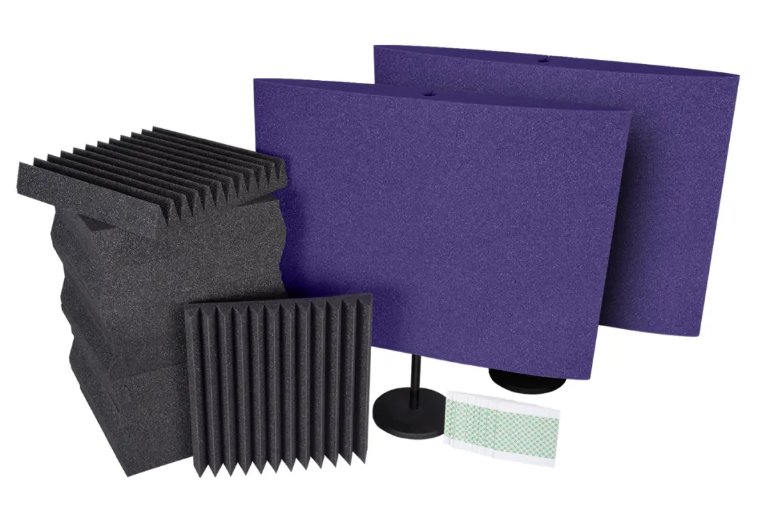 Podcast Starter Kit Plus with (2) DeskMAX Home Office Panels - Purple