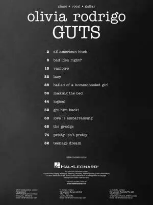Guts - Rodrigo - Piano/Vocal/Guitar - Book