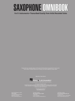 Saxophone Omnibook for E-Flat Instruments - Spiral Bound
