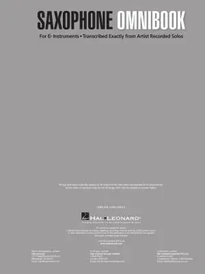 Saxophone Omnibook for E-Flat Instruments - Spiral Bound