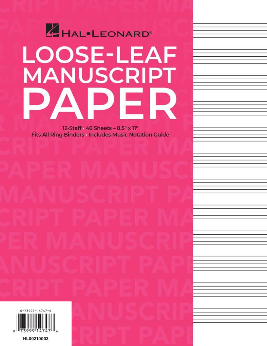Standard Loose Leaf Manuscript Paper - 12 Stave - 48 pages