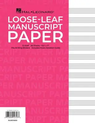 Standard Loose Leaf Manuscript Paper - 12 Stave - 48 pages