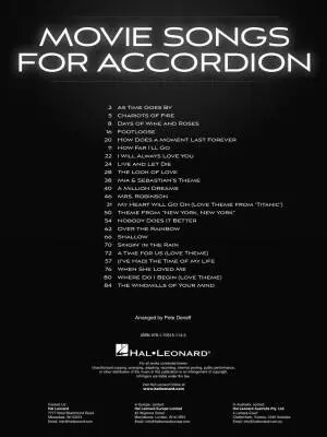 Movie Songs for Accordion - Book