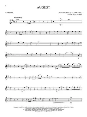 Folklore and Evermore Selections - Swift - Tenor Saxophone - Book/Audio Online