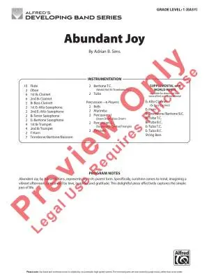 Abundant Joy - Sims - Concert Band - Gr. 1