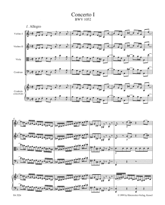 Concerto for Harpsichord and Strings no. 1 D minor BWV 1052 - Bach/Breig - Full Score