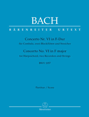 Baerenreiter Verlag - Concerto for Harpsichord, two Recorders and Strings no. 6 F major BWV 1057 - Bach/Breig - Partition complte