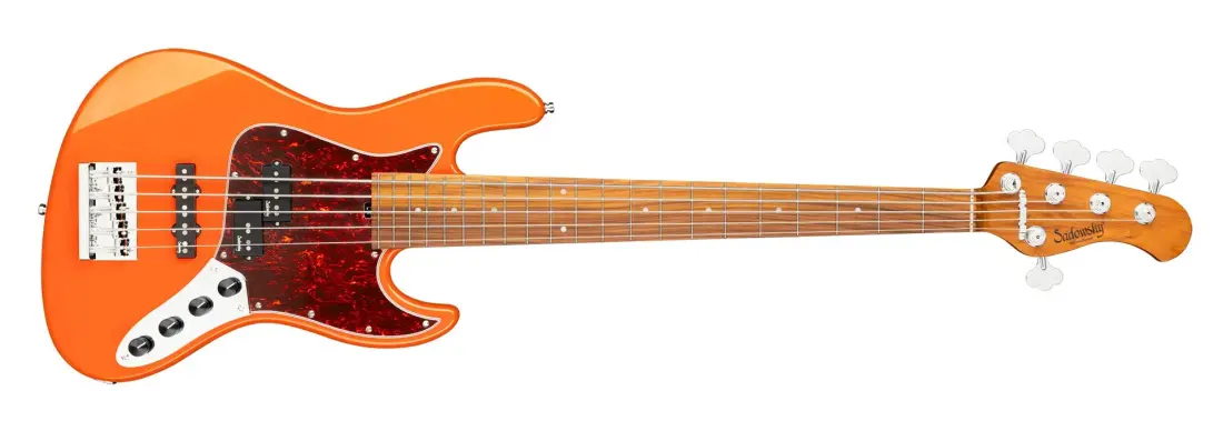 MetroExpress 21-Fret Hybrid P/J 5-String Bass with Morado Fingerboard - Candy Apple Orange