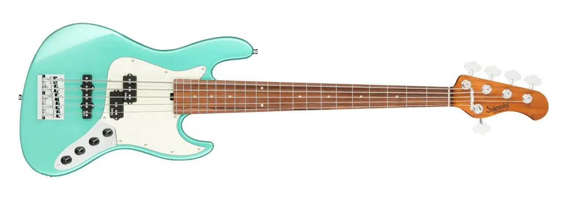 MetroExpress 21-Fret Hybrid P/J 5-String Bass with Morado Fingerboard - Sage Green
