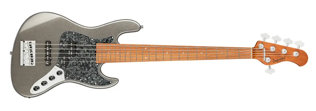 MetroExpress 21-Fret Hybrid P/J 5-String Bass with Morado Fingerboard - Silver Metallic