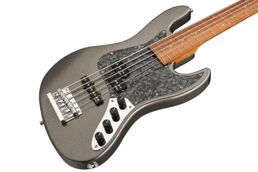 MetroExpress 21-Fret Hybrid P/J 5-String Bass with Morado Fingerboard - Silver Metallic