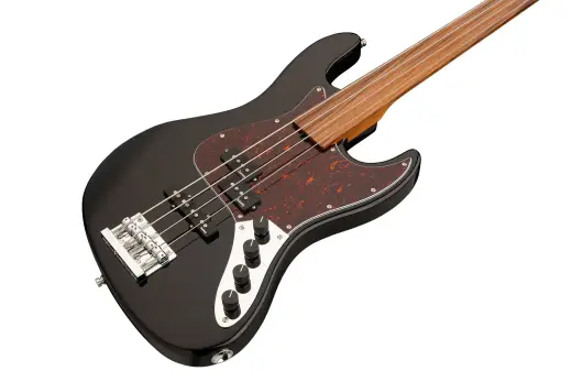 MetroExpress 21-Fret Hybrid P/J 4-String Fretless Bass with Morado Fingerboard - Black