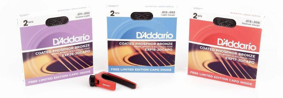 Phosphor Bronze Strings - Medium - 13 to 56 - 2-Pack w/Free Capo