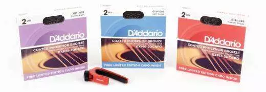 Phosphor Bronze Strings - Medium - 13 to 56 - 2-Pack w/Free Capo