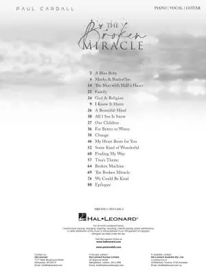 The Broken Miracle - Cardall - Piano/Vocal/Guitar - Book