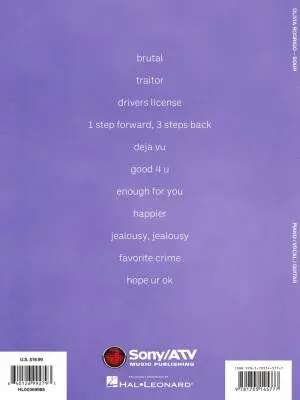 Sour - Rodrigo - Piano/Vocal/Guitar - Book