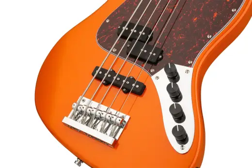 MetroExpress 21-Fret Hybrid P/J 5-String Bass with Gigbag - Candy Apple Orange