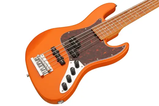 MetroExpress 21-Fret Hybrid P/J 5-String Bass with Gigbag - Candy Apple Orange