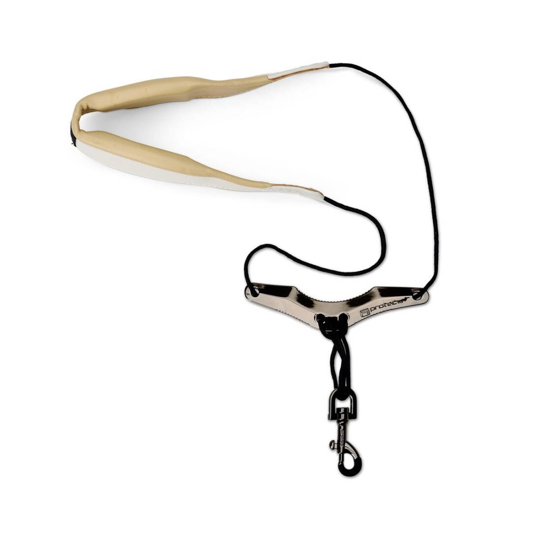 Two-Tone Leather Saxophone Neck Strap with Comfort Bar - White
