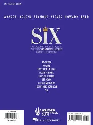 Six: The Musical - Marlow/Moss - Easy Piano - Book