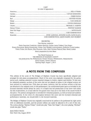 The Bridges of Madison County - Brown - Vocal Score
