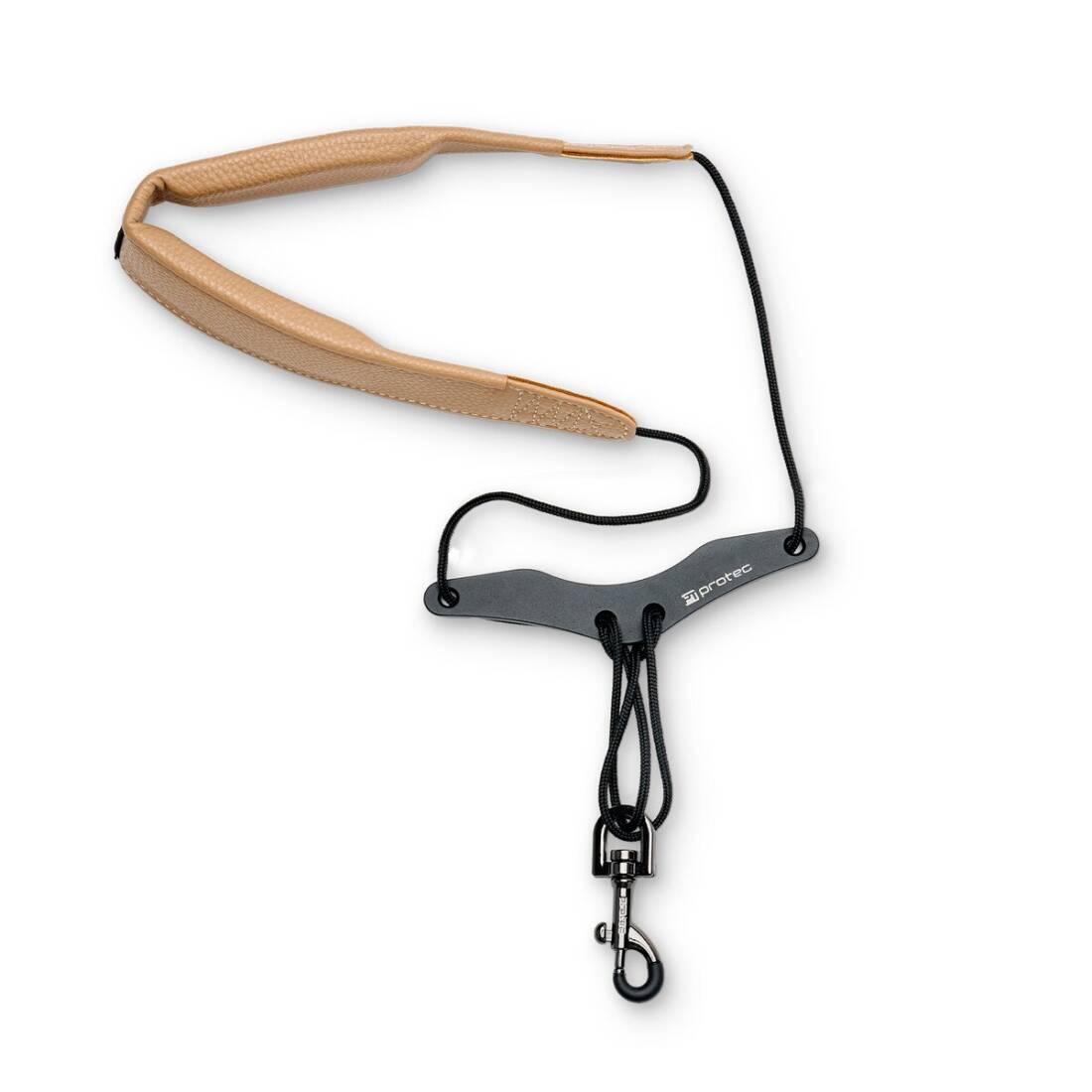 24\'\' Two-Tone Leatherette Saxophone Neck Strap with Comfort Bar - Cocoa
