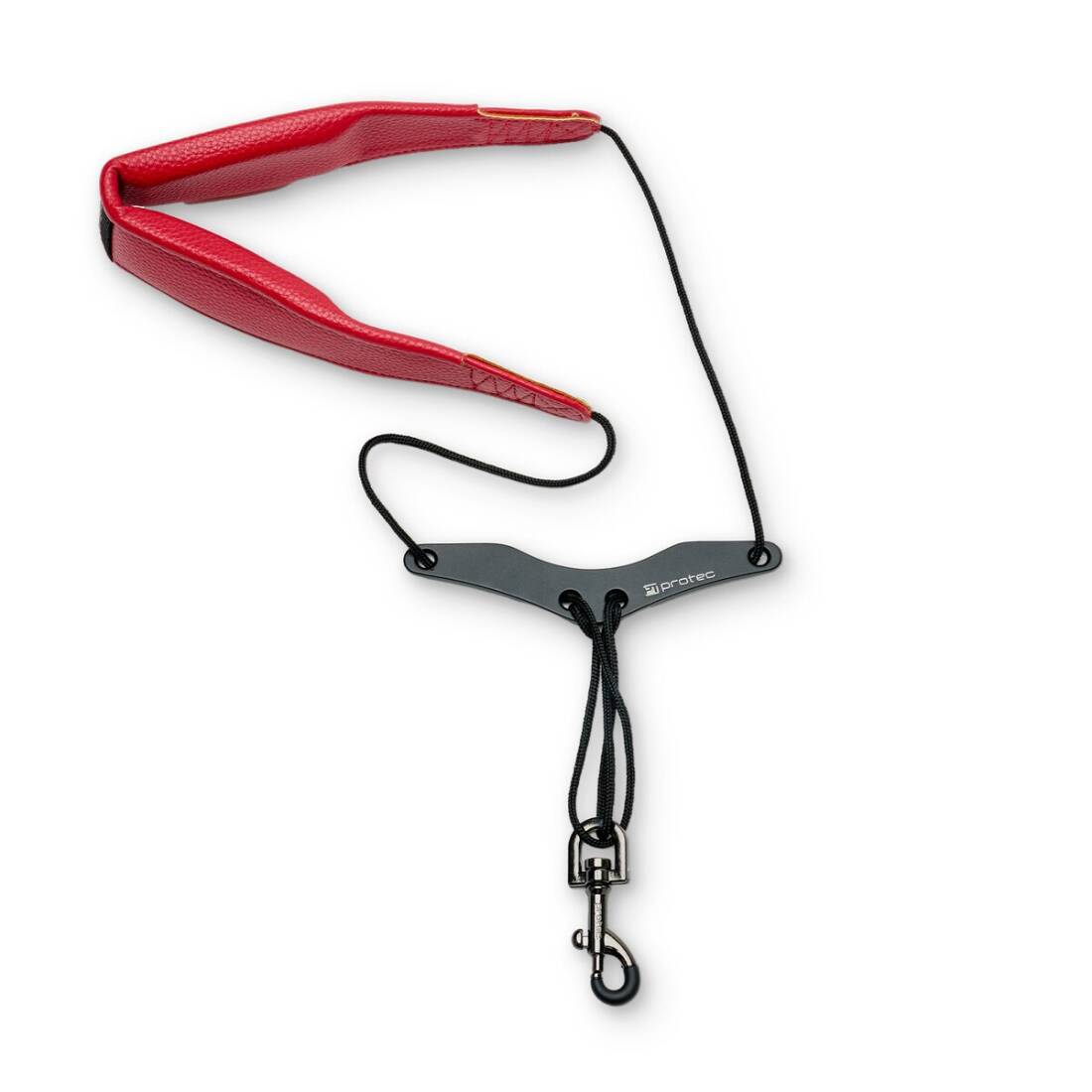 24\'\' Two-Tone Leatherette Saxophone Neck Strap with Comfort Bar - Red