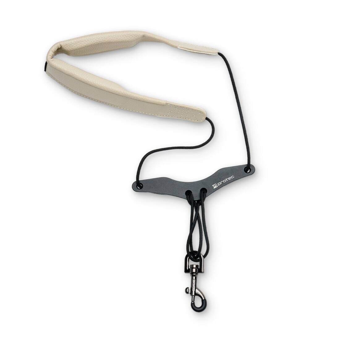 22\'\' Two-Tone Leatherette Saxophone Neck Strap with Comfort Bar - Ivory
