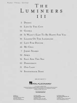 The Lumineers III - Piano/Vocal/Guitar - Book