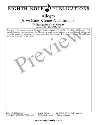 Allegro (from Eine Kleine Nachtmusik) - Mozart/Marlatt - Woodwind Quintet