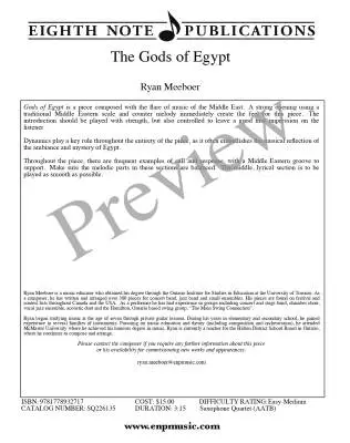 The Gods of Egypt - Meeboer - Saxophone Quartet (AATB)